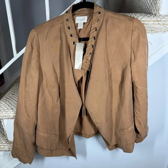 NWT Chico’s Tencel Open Jacket in Camel Brown - Picture 8 of 9